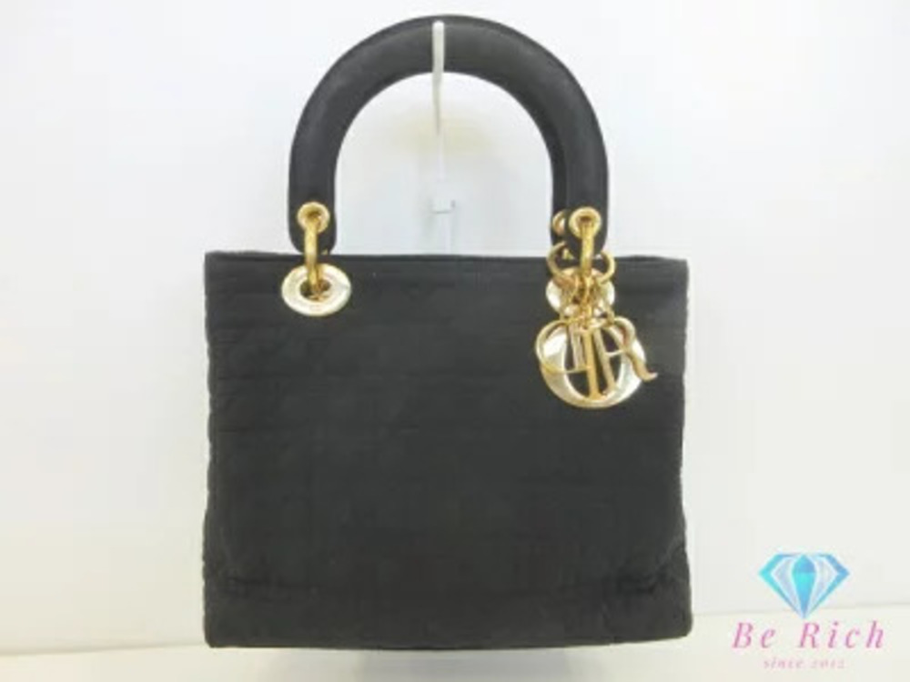Christian Dior Lady Handbag Cannage black canvas